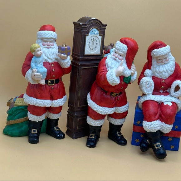 Santa Claus Figurine Porcelain Red White Toys Sack - Picture 1 of 16